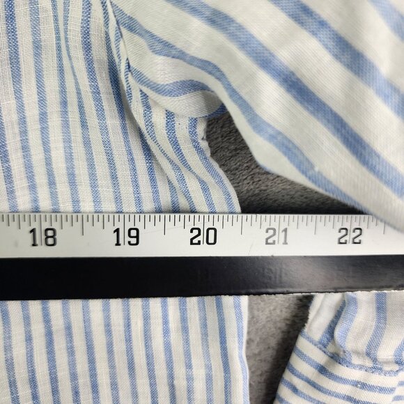 Womens Chicos Striped Shirt Blouse Button Up 100% Linen 3/4 Sleeve Size 1 (S) - Picture 9 of 11